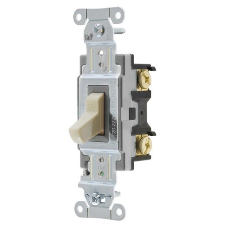 BRYANT Toggle Switch, General Purpose AC, Single Pole, 15A 120/277V AC, Side Wired Only, Ivory CS115BI